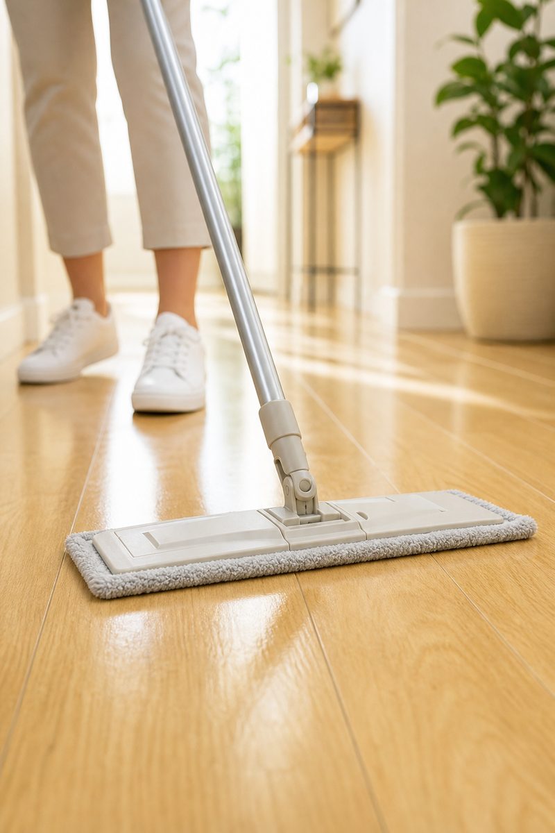 Mopping a hardwood floor